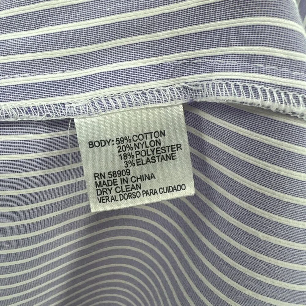 Cremieux Purple White Striped Midi Shirt Dress Women's Size 10